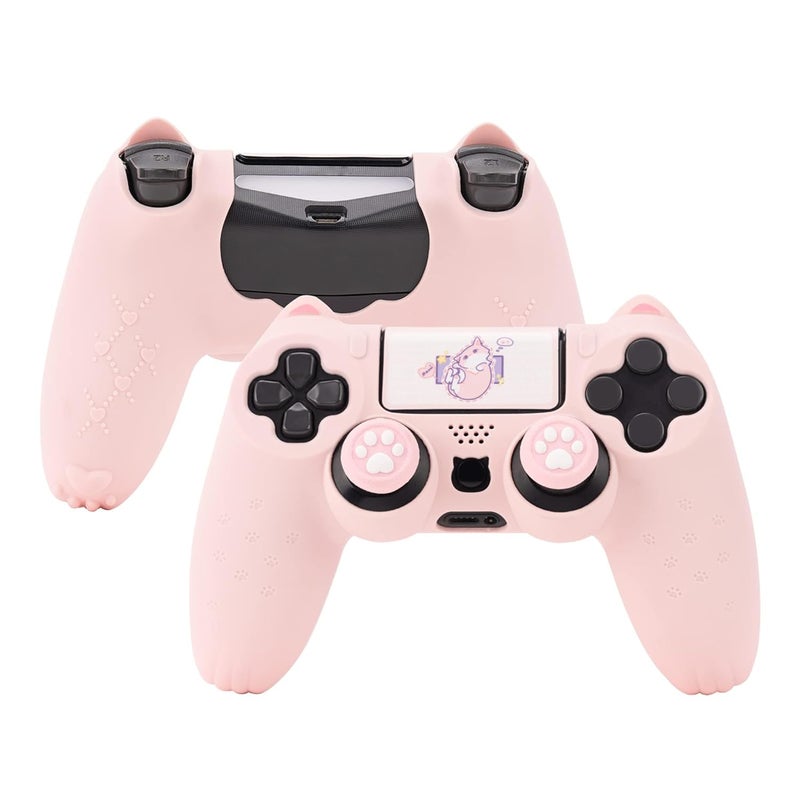 GEEKSHARE Cat Paw DualSense Controller Skin Anti-Slip Silicone Skin Protective Cover Case for DualSense Wireless Controller -- Pink - Image 1